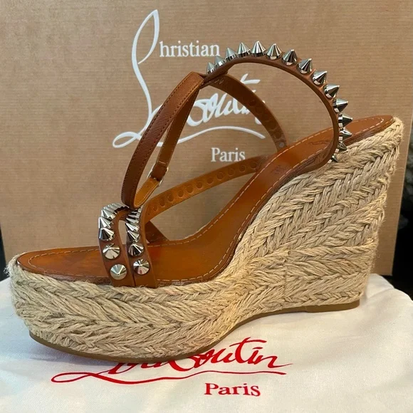 Christian Louboutin Ariella Zeppa spike leather Wedge Espadrilles